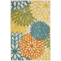 Photo of Turquoise Floral Non Skid Indoor Outdoor Area Rug