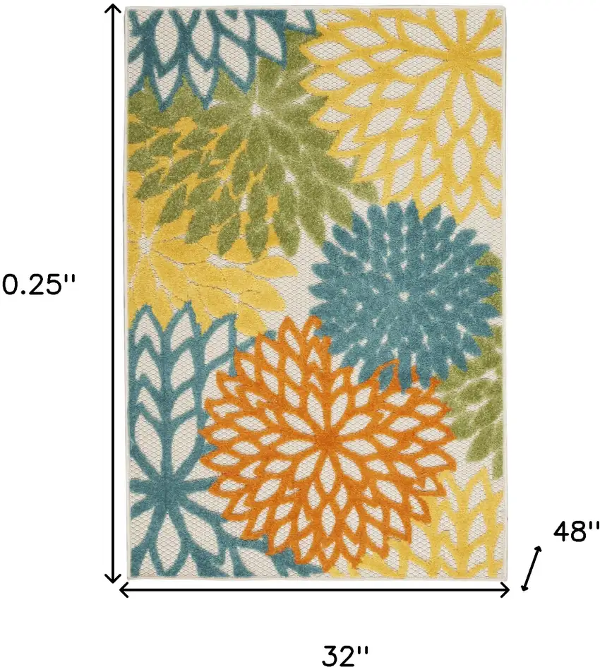 Turquoise Floral Non Skid Indoor Outdoor Area Rug Photo 5