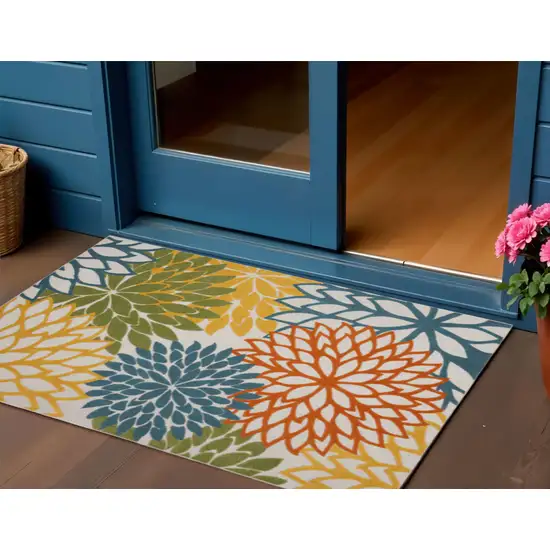 Blue And Yellow Indoor Outdoor Area Rug Photo 1