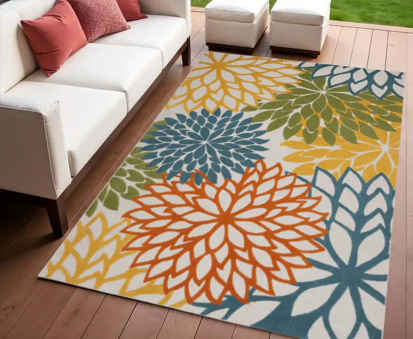 Blue And Yellow Indoor Outdoor Area Rug Photo 2