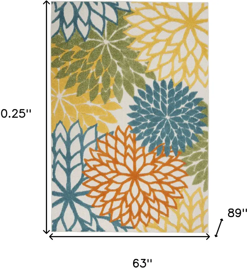 Turquoise Floral Non Skid Indoor Outdoor Area Rug Photo 5