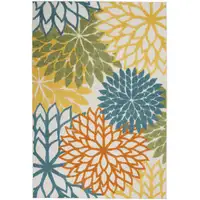 Photo of Turquoise Floral Non Skid Indoor Outdoor Area Rug