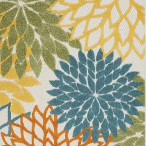 Photo of Turquoise Floral Non Skid Indoor Outdoor Area Rug