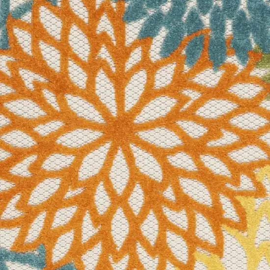 Turquoise Floral Non Skid Indoor Outdoor Runner Rug Photo 3