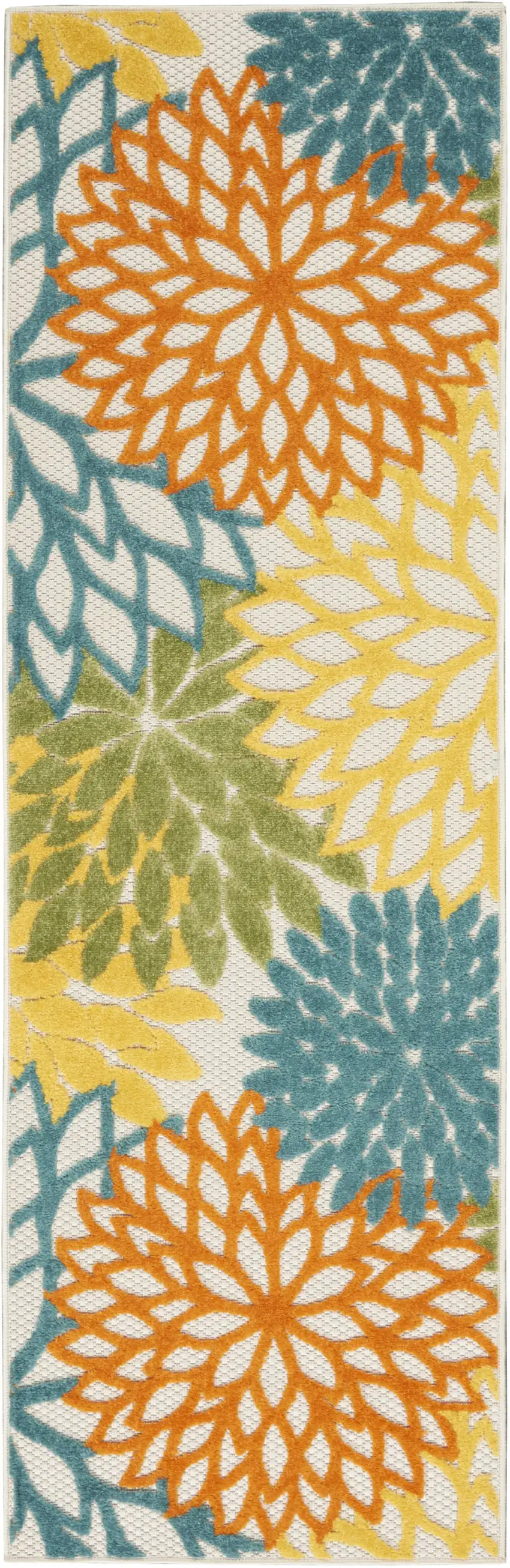 6' Blue And Yellow Indoor Outdoor Runner Rug Photo 1