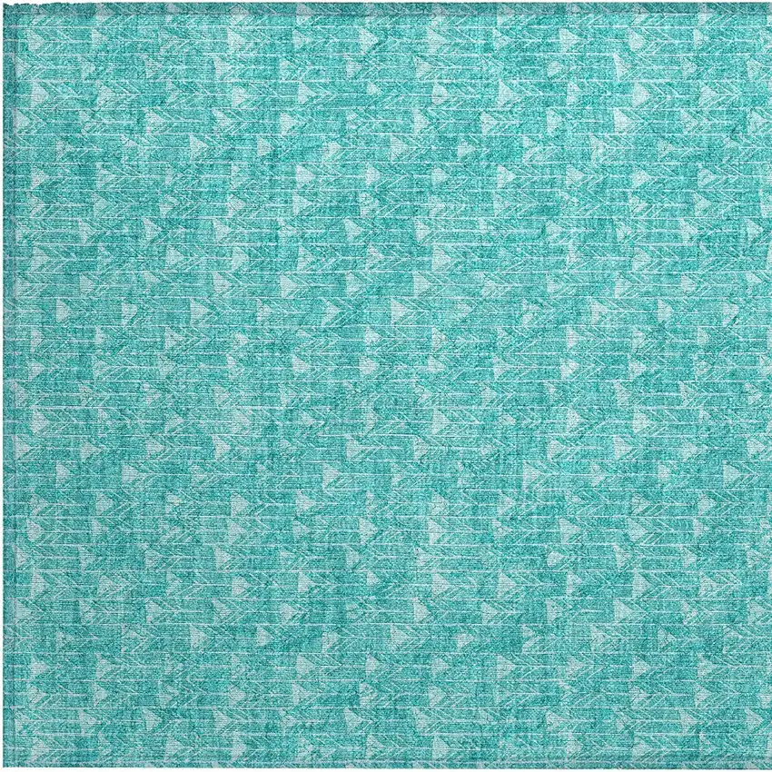 Turquoise Geometric Washable Non Skid Indoor Outdoor Area Rug Photo 6