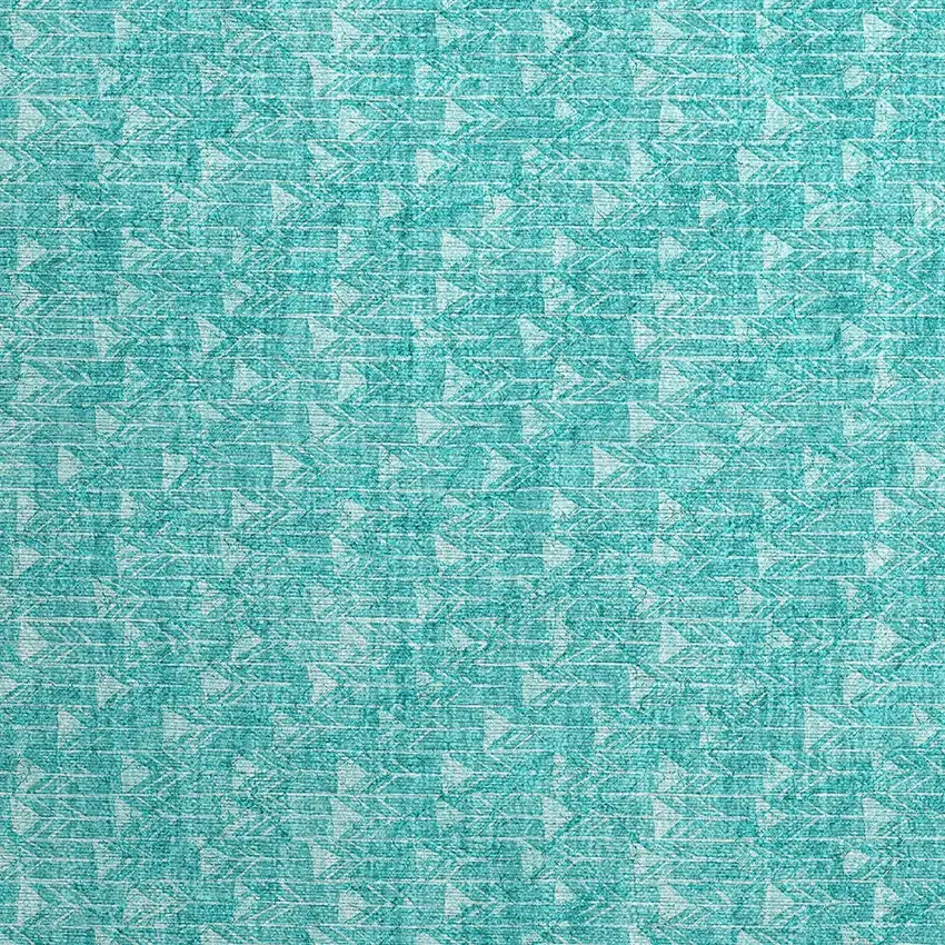 Turquoise Geometric Washable Non Skid Indoor Outdoor Area Rug Photo 5