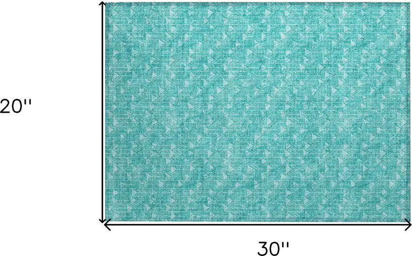 Turquoise Geometric Washable Non Skid Indoor Outdoor Area Rug Photo 3