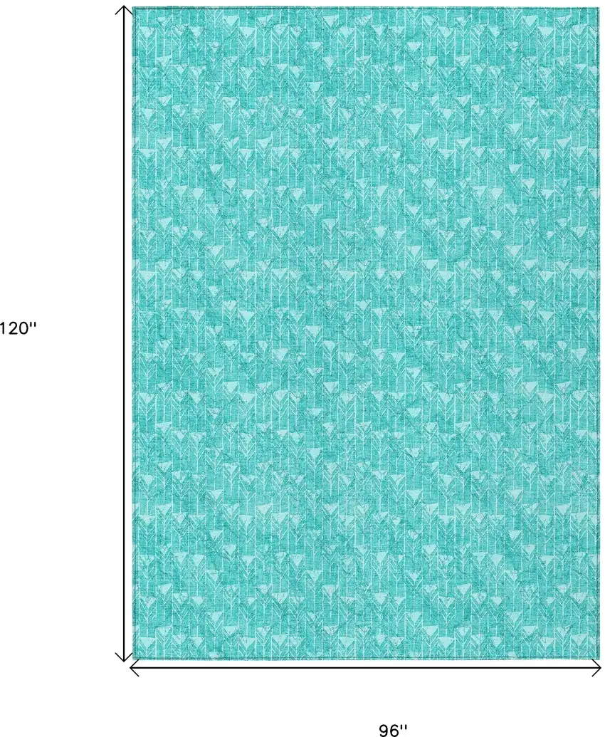 Turquoise Geometric Washable Non Skid Indoor Outdoor Area Rug Photo 3