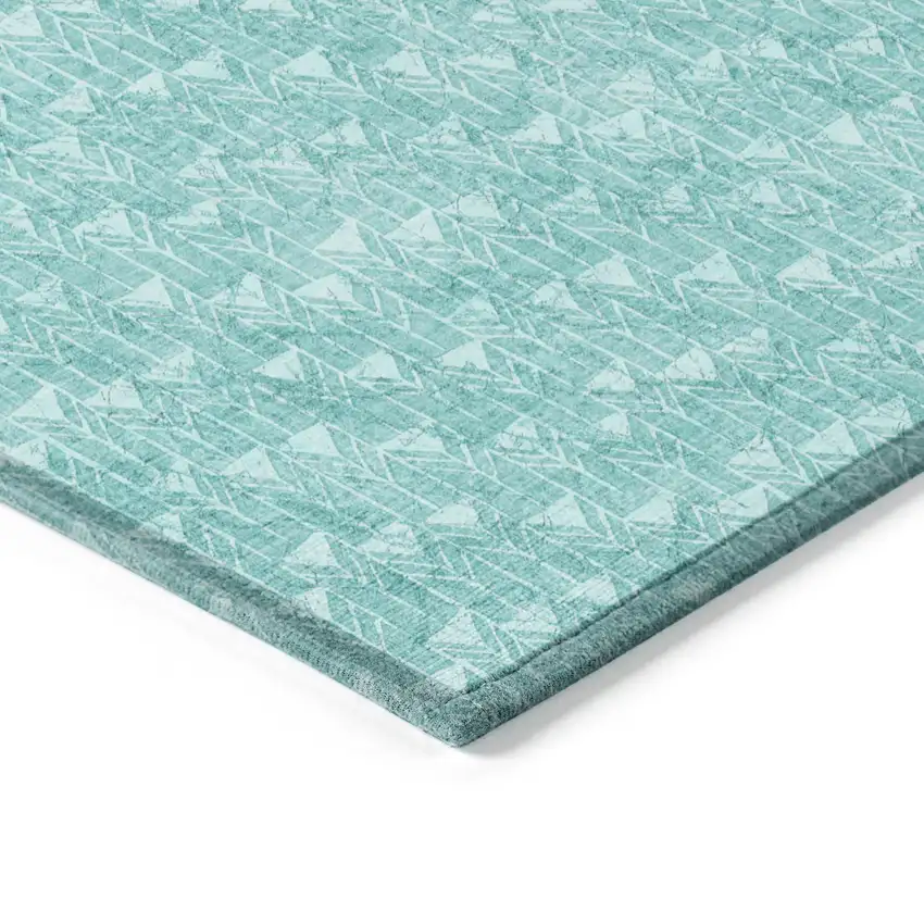 Turquoise Geometric Washable Non Skid Indoor Outdoor Area Rug Photo 6