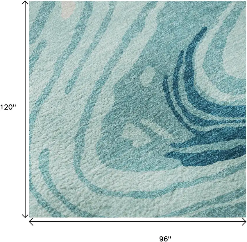 Turquoise Gray And Ivory Abstract Washable Area Rug With UV Protection Photo 9