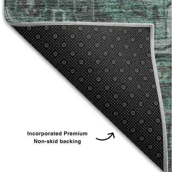 Turquoise Gray And Ivory Oriental Washable Area Rug With UV Protection Photo 7