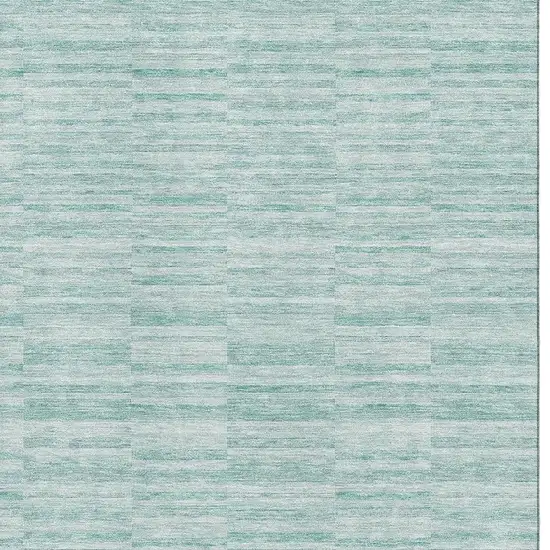 Turquoise Gray And Ivory Striped Washable Area Rug With UV Protection Photo 3