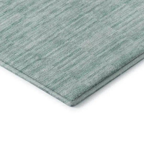 Turquoise Gray And Ivory Striped Washable Area Rug With UV Protection Photo 8