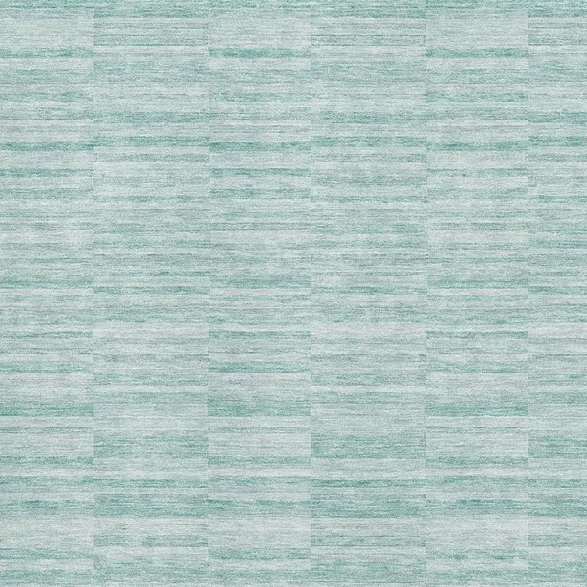 Turquoise Gray And Ivory Striped Washable Area Rug With UV Protection Photo 3