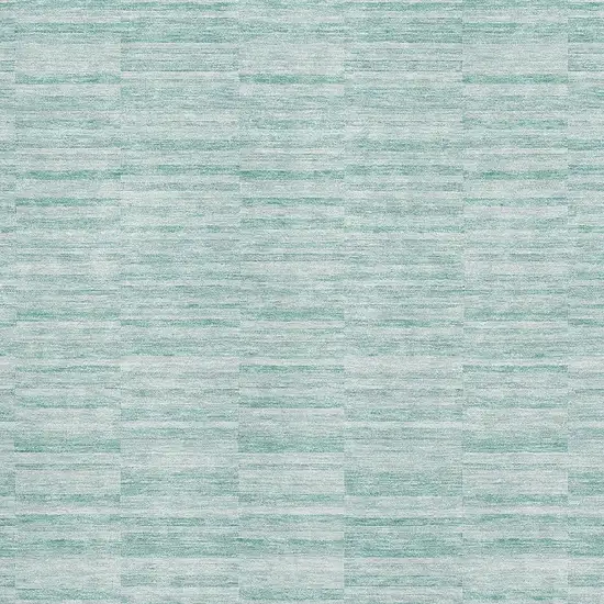 Turquoise Gray And Ivory Striped Washable Area Rug With UV Protection Photo 3