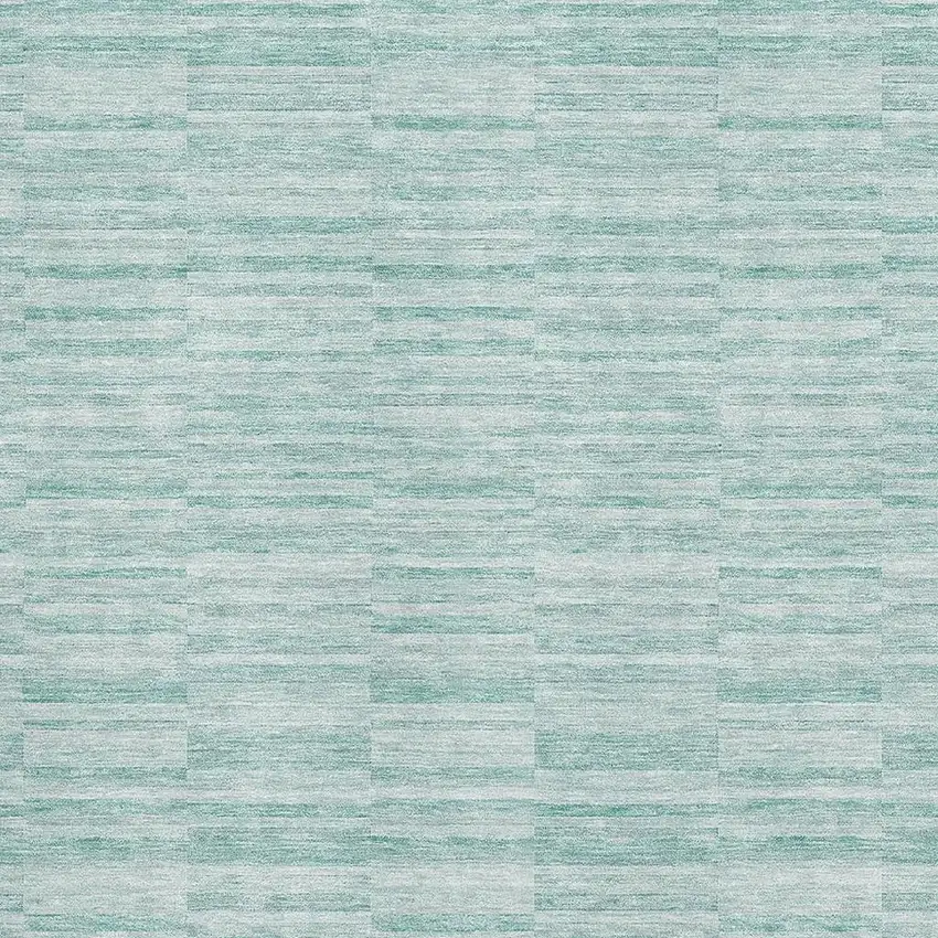 Turquoise Gray And Ivory Striped Washable Area Rug With UV Protection Photo 3
