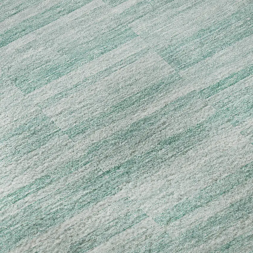 Turquoise Gray And Ivory Striped Washable Area Rug With UV Protection Photo 9