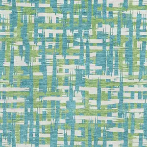 Photo of Turquoise Green And Ivory Abstract Geometric Washable Area Rug With UV Protection