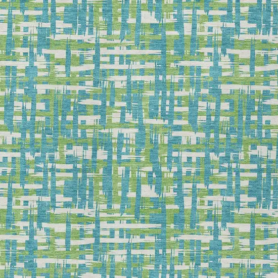 Turquoise Green And Ivory Abstract Washable Indoor Outdoor Area Rug Photo 6