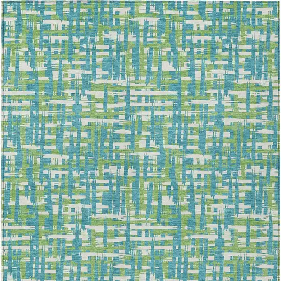 Turquoise Green And Ivory Abstract Washable Indoor Outdoor Area Rug Photo 7