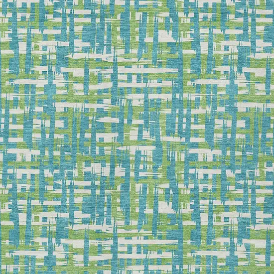Turquoise Green And Ivory Abstract Washable Indoor Outdoor Area Rug Photo 6