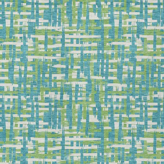 Turquoise Green And Ivory Abstract Washable Indoor Outdoor Area Rug Photo 6