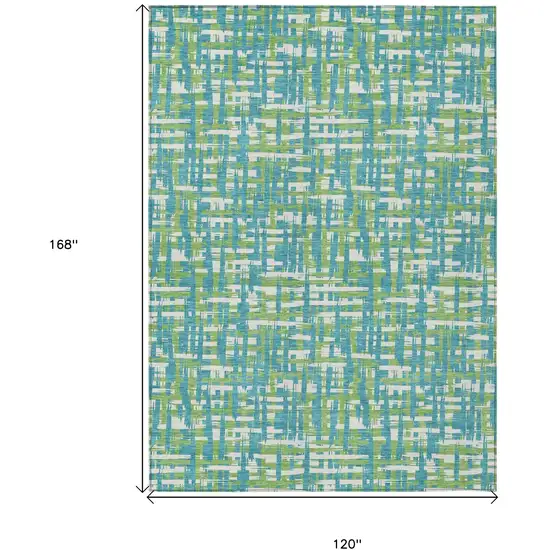 Turquoise Green And Ivory Abstract Washable Indoor Outdoor Area Rug Photo 8