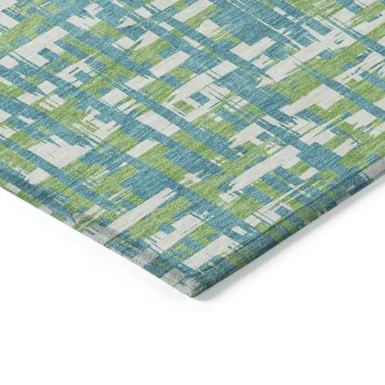Turquoise Green And Ivory Abstract Washable Indoor Outdoor Area Rug Photo 3