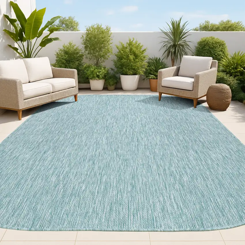 Turquoise Indoor Outdoor Area Rug Photo 3