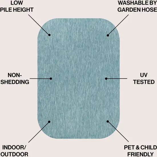 Turquoise Indoor Outdoor Area Rug Photo 9