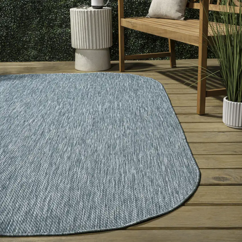 Turquoise Indoor Outdoor Area Rug Photo 7