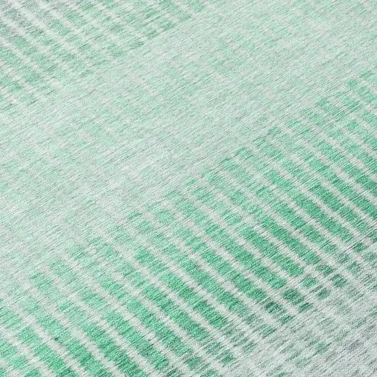 Turquoise Ivory And Gray Striped Washable Indoor Outdoor Area Rug Photo 6
