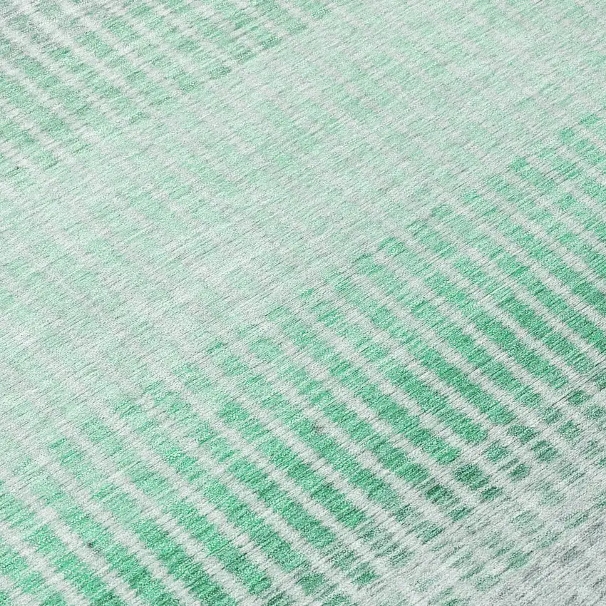 Turquoise Ivory And Gray Striped Washable Indoor Outdoor Area Rug Photo 6