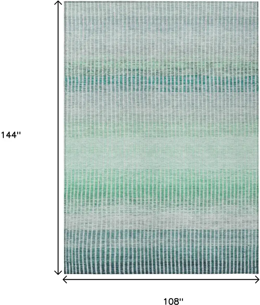 Turquoise Ivory And Gray Striped Washable Indoor Outdoor Area Rug Photo 3