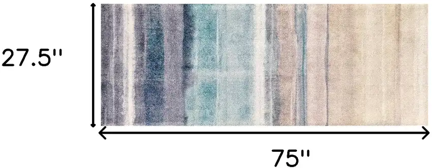 Turquoise Ombre Machine Washable Runner Rug With UV Protection Photo 5