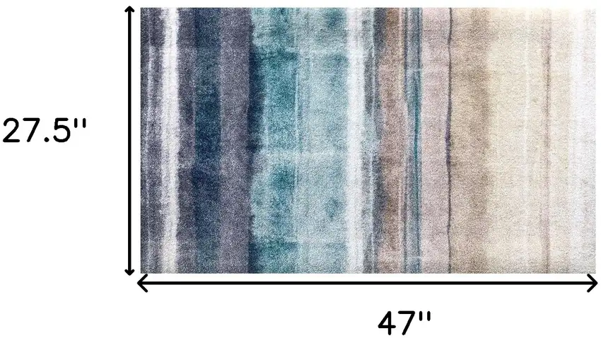 Turquoise Ombre Washable Area Rug With UV Protection Photo 4