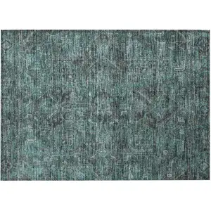 Photo of Turquoise Oriental Washable Non Skid Indoor Outdoor Area Rug