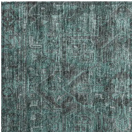 Turquoise Oriental Washable Non Skid Indoor Outdoor Area Rug Photo 6