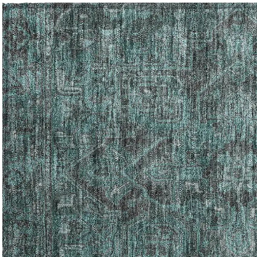Turquoise Oriental Washable Non Skid Indoor Outdoor Area Rug Photo 6