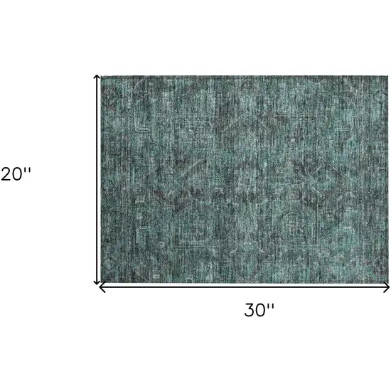 Turquoise Oriental Washable Non Skid Indoor Outdoor Area Rug Photo 9