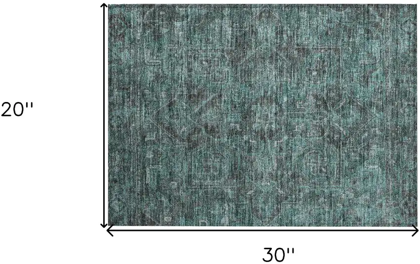 Turquoise Oriental Washable Non Skid Indoor Outdoor Area Rug Photo 9