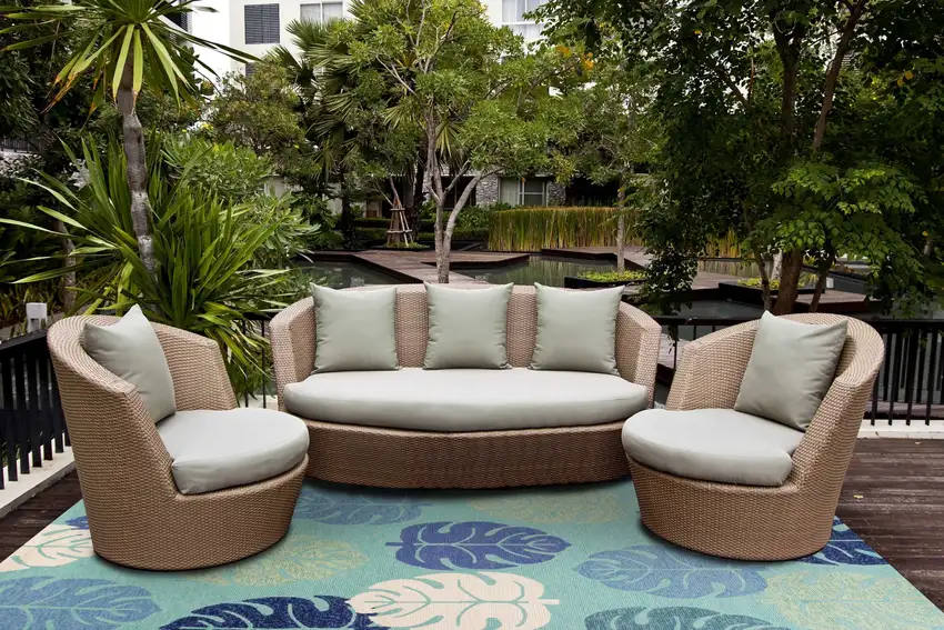 Turquoise Palm Leaves UV Treated Area Rug Photo 4