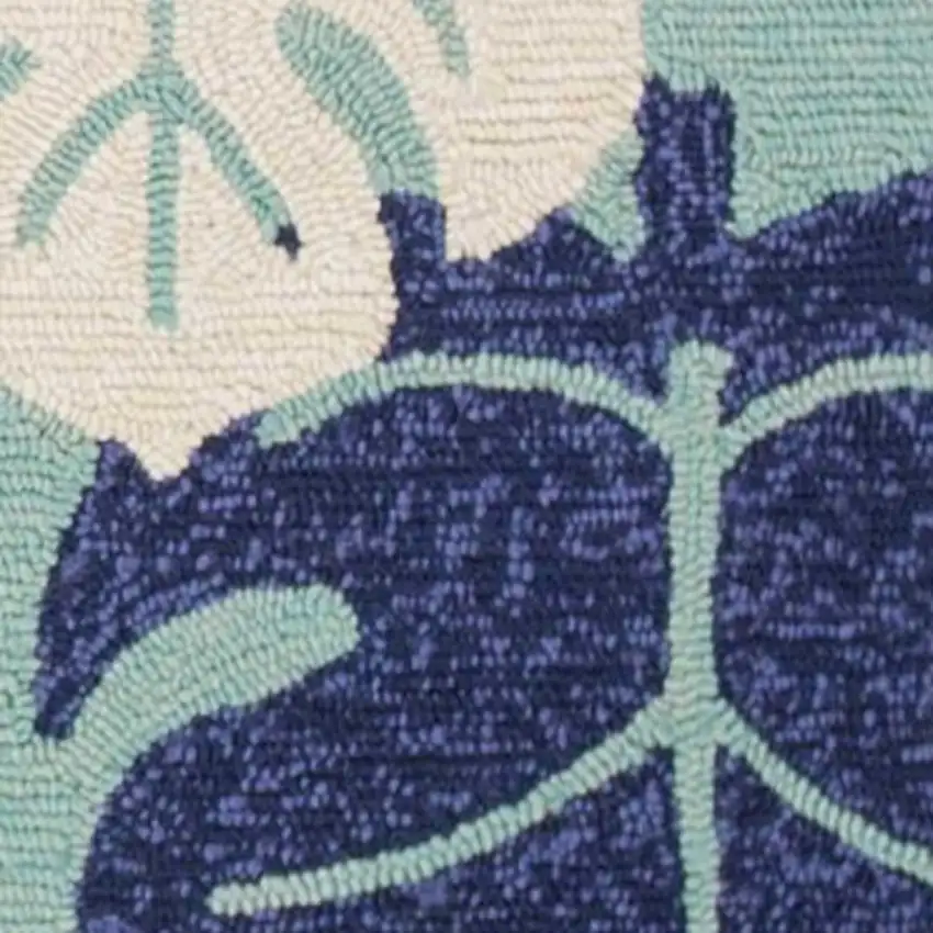 Turquoise Palm Leaves Uv Treated Area Rug Photo 5