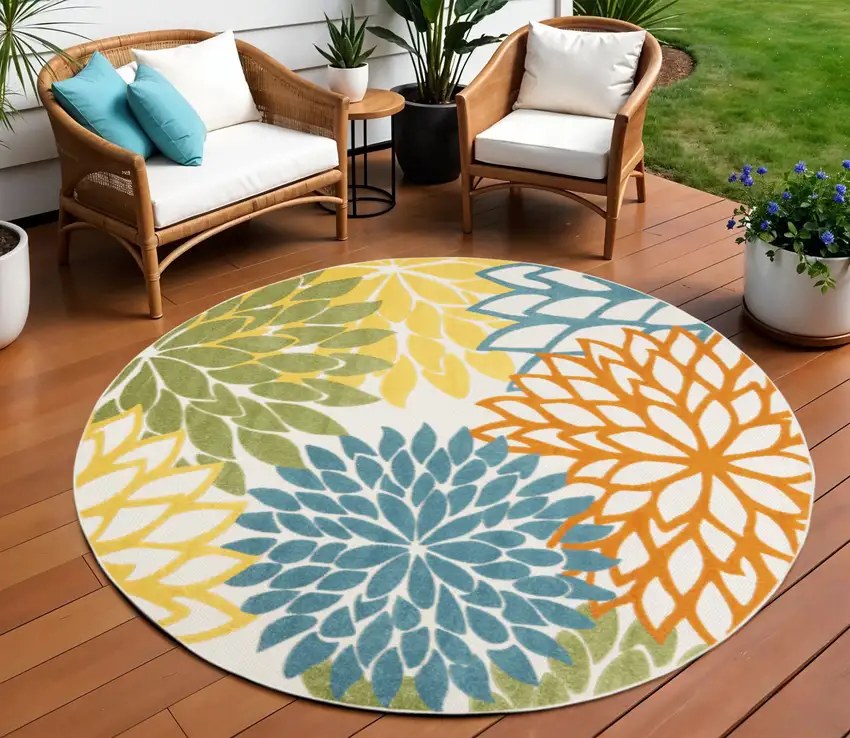 Blue And Ivory Indoor Outdoor Area Rug Photo 2