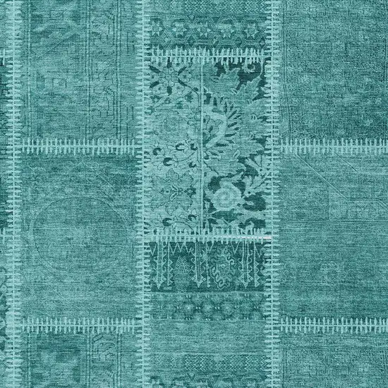 Turquoise Teal Blue And Aqua Patchwork Washable Indoor Outdoor Area Rug Photo 4