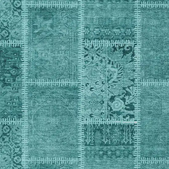 Turquoise Teal Blue And Aqua Patchwork Washable Indoor Outdoor Area Rug Photo 3