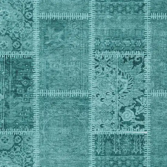 Turquoise Teal Blue And Aqua Patchwork Washable Indoor Outdoor Area Rug Photo 3