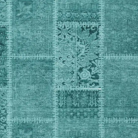 Turquoise Teal Blue And Aqua Patchwork Washable Indoor Outdoor Area Rug Photo 3