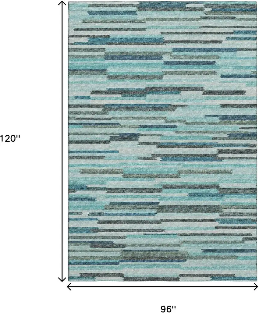 Turquoise Teal Blue And Gray Abstract Washable Area Rug With UV Protection Photo 3